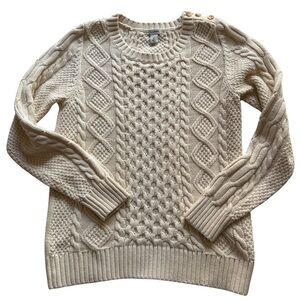 LL Bean Women’s Cable Knit Sweater Winter White / Oatmeal Size XS